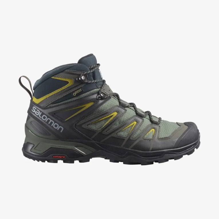 Olive Salomon X Ultra 3 Mid GTX Men\'s Hiking Boots | IE OK8276